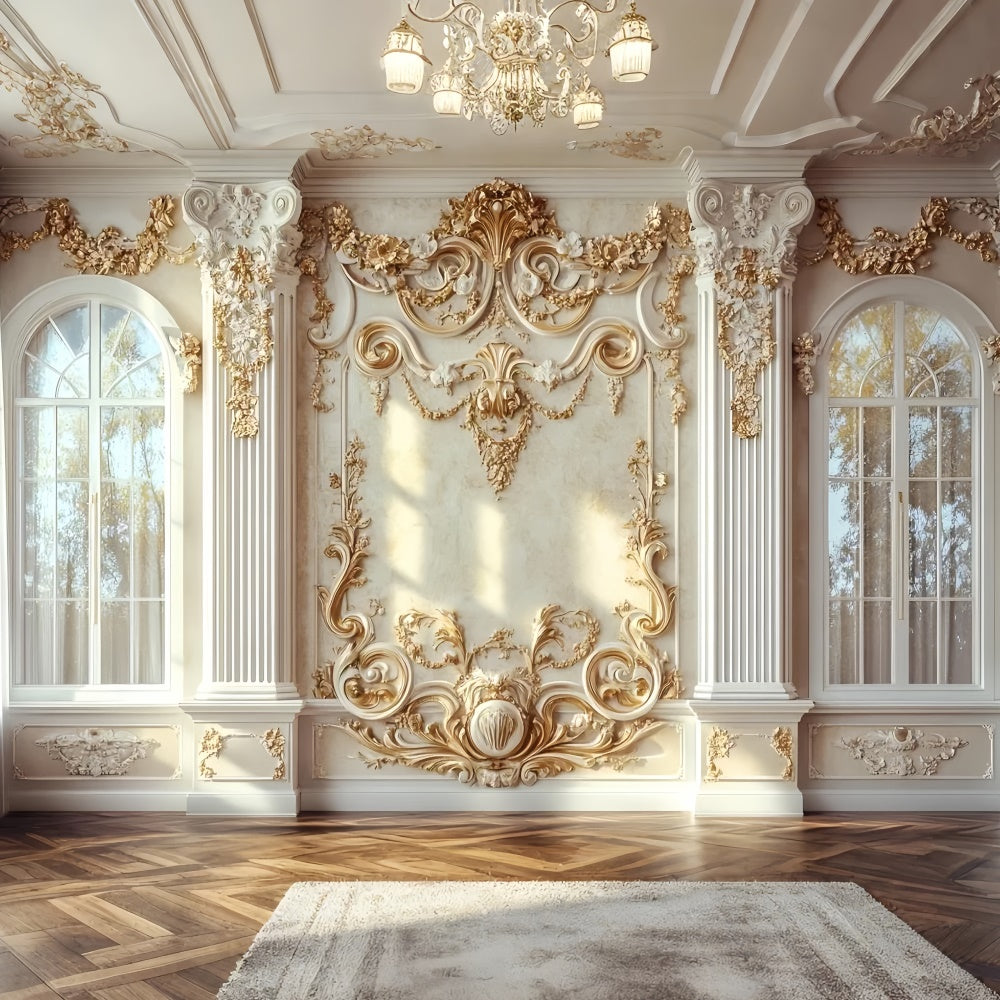 Flower Wall Backdrop Vintage Golden Arch Floral Backdrop CSH2-223