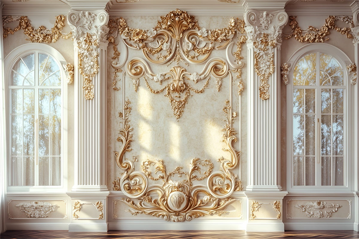 Flower Wall Backdrop Vintage Golden Arch Floral Backdrop CSH2-223