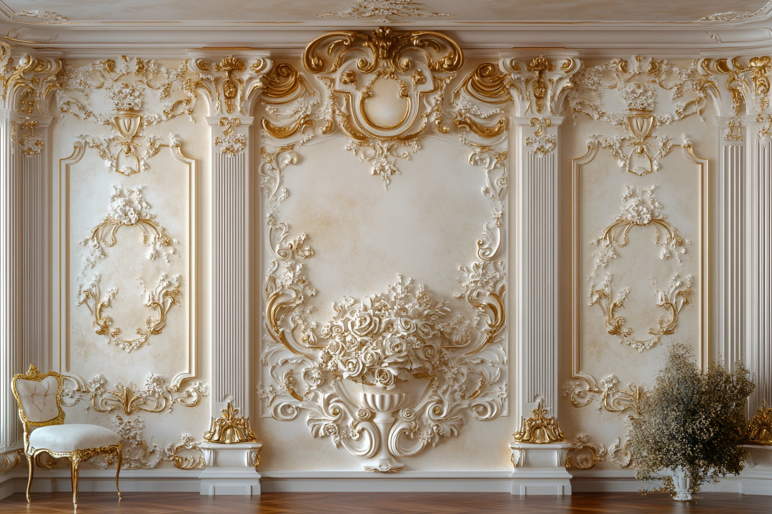 Flower Wall Backdrop Luxury Floral Elegant Chair Backdrop CSH2-224