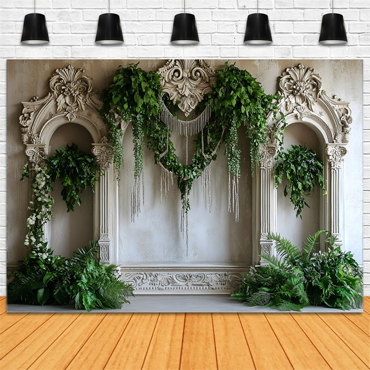 Vintage Wall Backdrop Greenery Draped Vintage Arch Backdrop CSH2-225