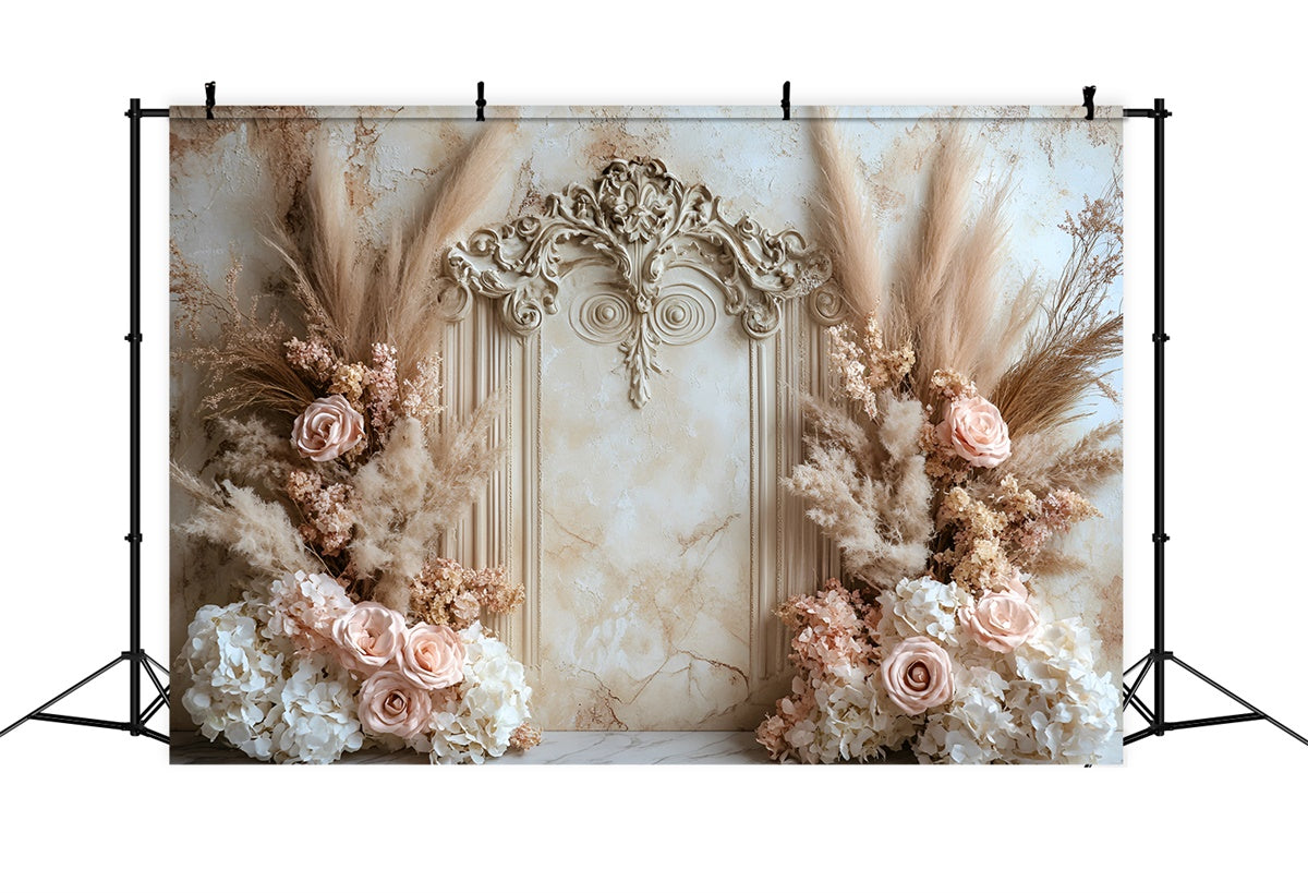 Flower Wall Backdrop Soft Rose Pampas Archway Backdrop CSH2-229