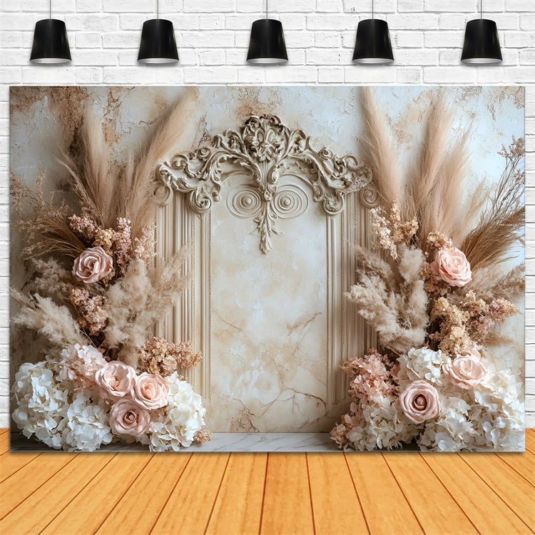 Flower Wall Backdrop Soft Rose Pampas Archway Backdrop CSH2-229