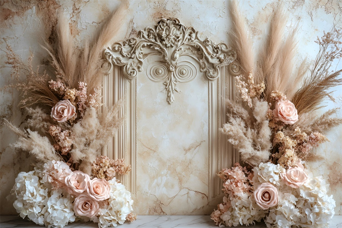 Flower Wall Backdrop Soft Rose Pampas Archway Backdrop CSH2-229