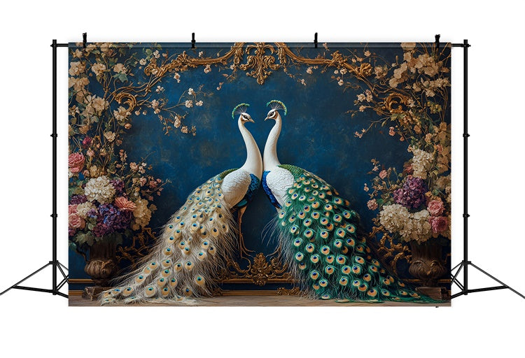 Flower Wall Backdrop Regal Peacock Floral Frames Backdrop CSH2-230
