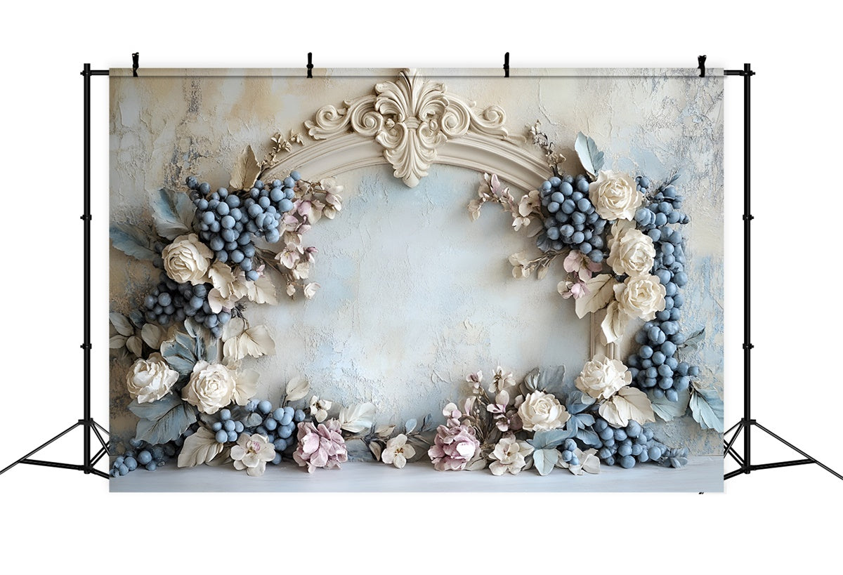 Flower Wall Backdrop Rustic Grapes Archway Backdrop CSH2-232