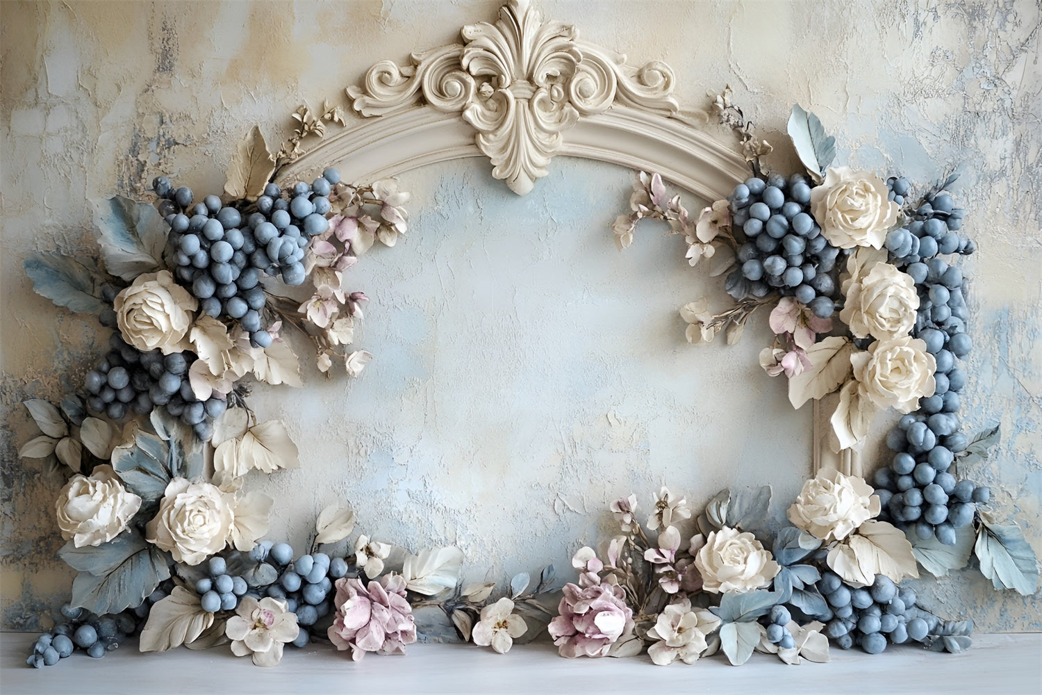 Flower Wall Backdrop Rustic Grapes Archway Backdrop CSH2-232