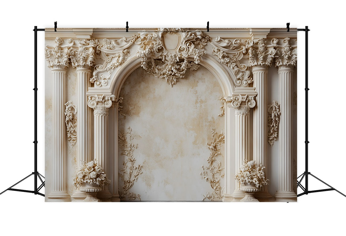 Vintage Wall Backdrop Classic Columns Cream Arch Backdrop CSH2-234