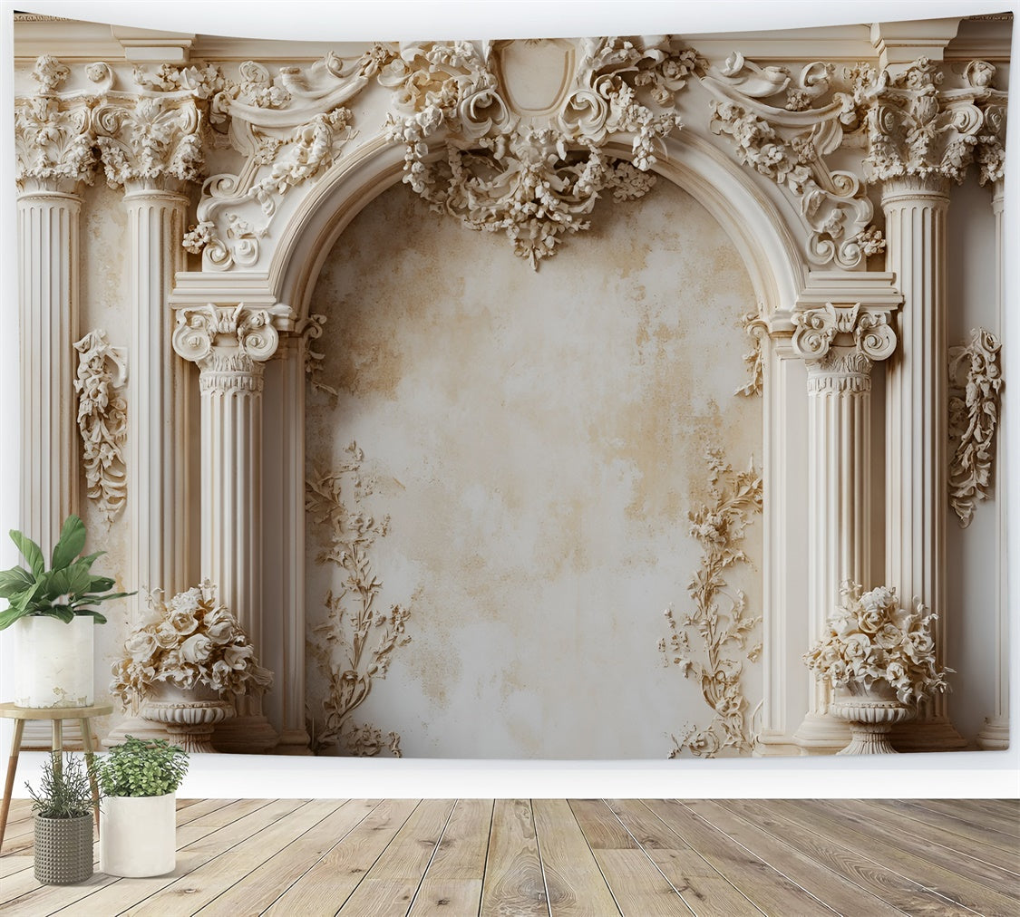 Vintage Wall Backdrop Classic Columns Cream Arch Backdrop CSH2-234