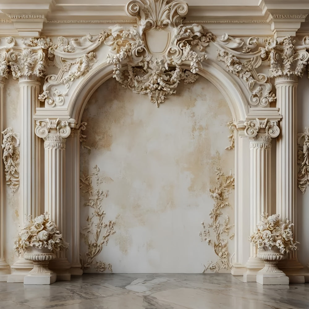 Vintage Wall Backdrop Classic Columns Cream Arch Backdrop CSH2-234