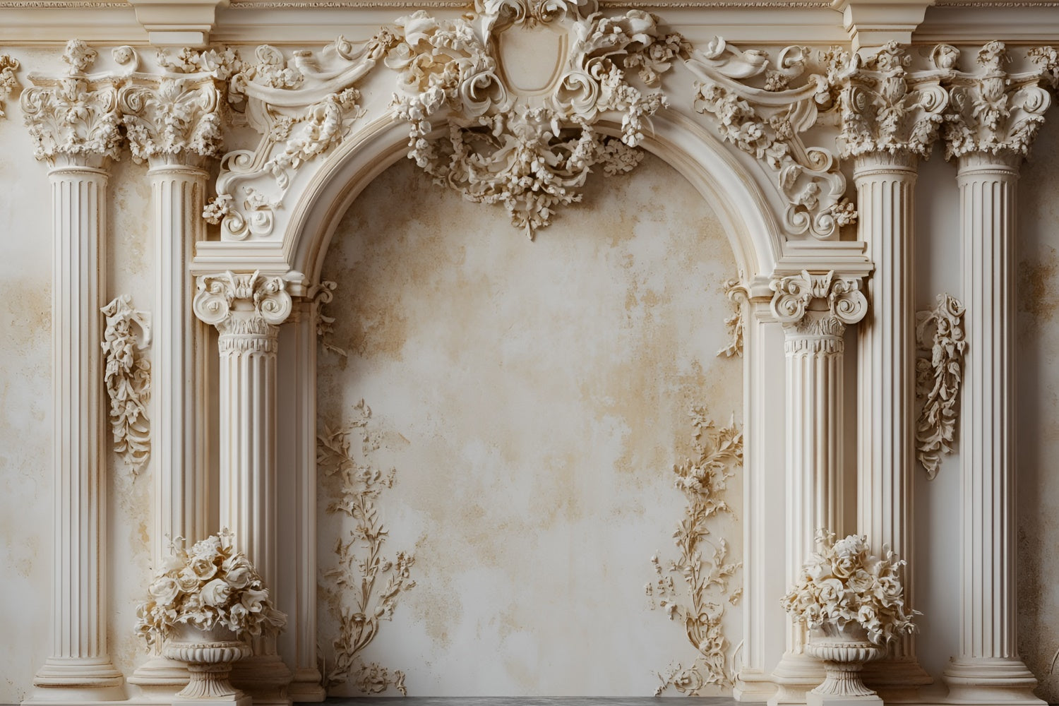 Vintage Wall Backdrop Classic Columns Cream Arch Backdrop CSH2-234