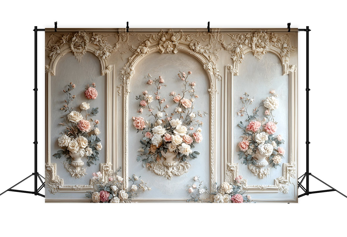 Flower Wall Backdrop Timeless Cream Floral Archway Backdrop CSH2-235