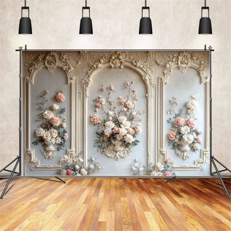 Flower Wall Backdrop Timeless Cream Floral Archway Backdrop CSH2-235