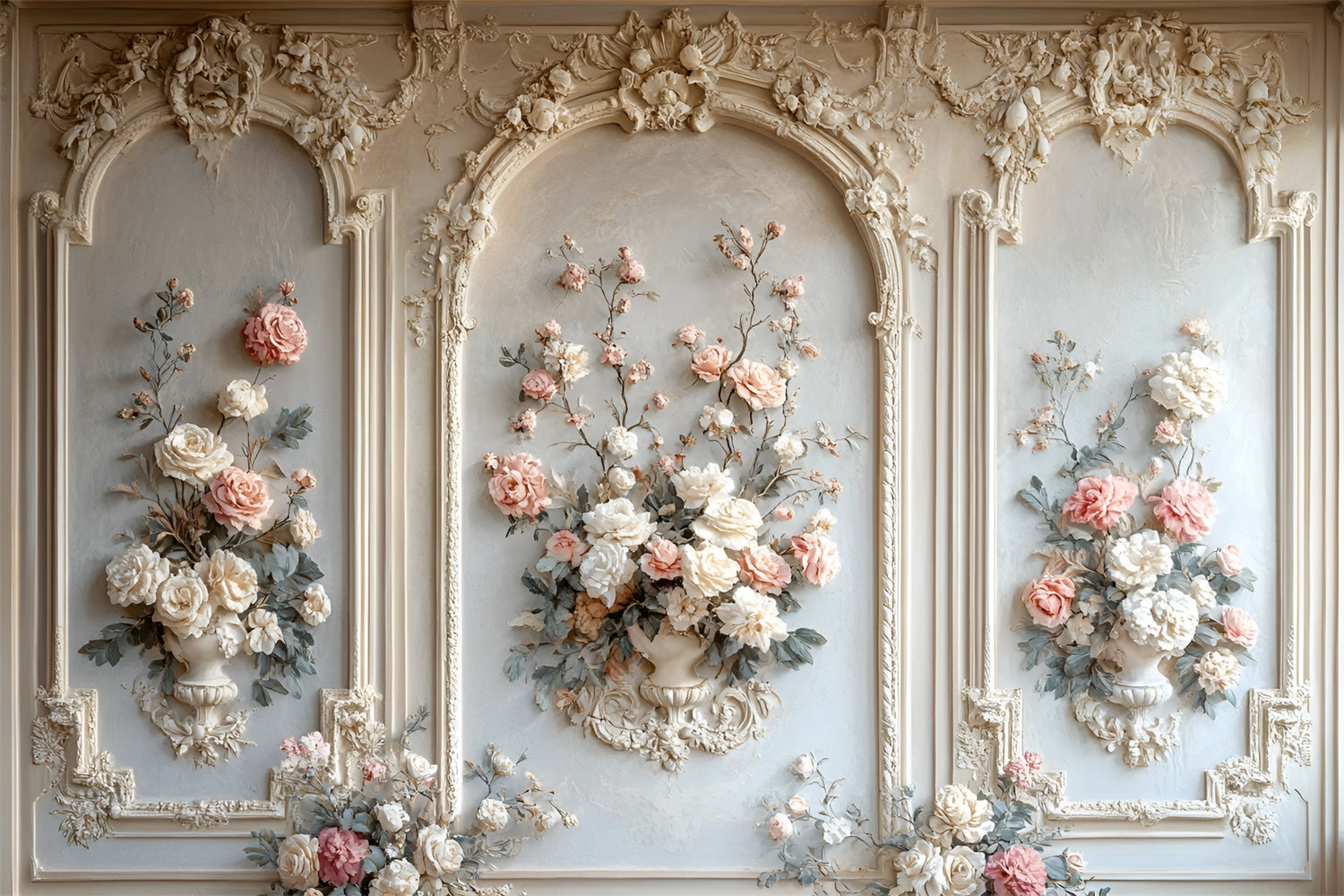 Flower Wall Backdrop Timeless Cream Floral Archway Backdrop CSH2-235