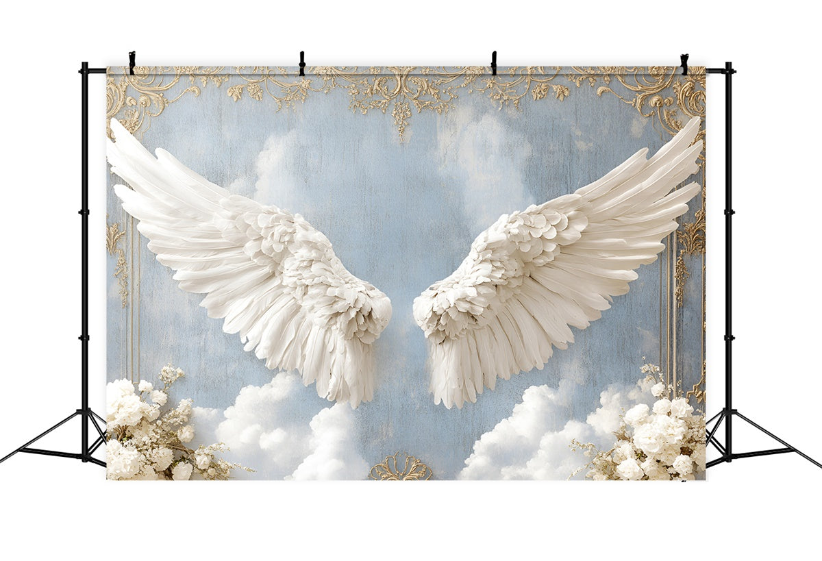 Vintage Wall Backdrop Delicate Angelic Wings Cloud Backdrop CSH2-239