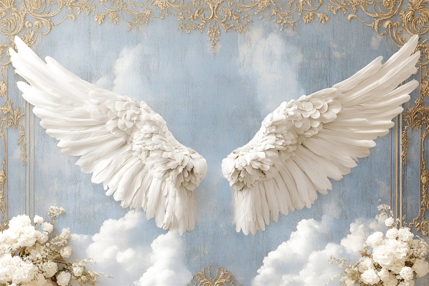 Vintage Wall Backdrop Delicate Angelic Wings Cloud Backdrop CSH2-239