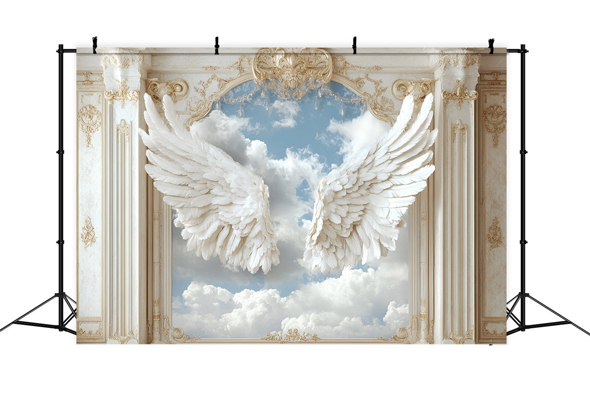 Vintage Wall Backdrop White Angel Wings Sky Backdrop CSH2-240