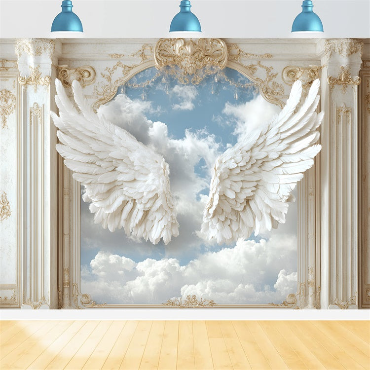 Vintage Wall Backdrop White Angel Wings Sky Backdrop CSH2-240