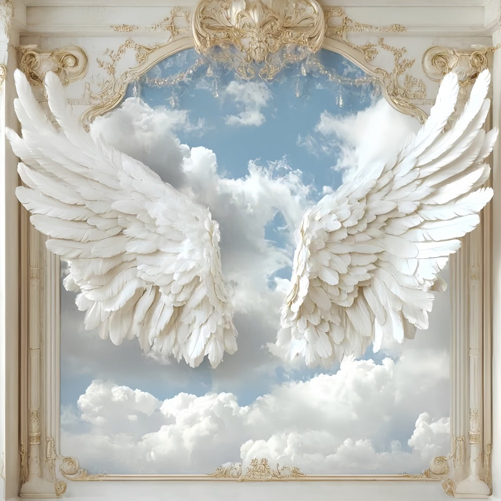 Vintage Wall Backdrop White Angel Wings Sky Backdrop CSH2-240