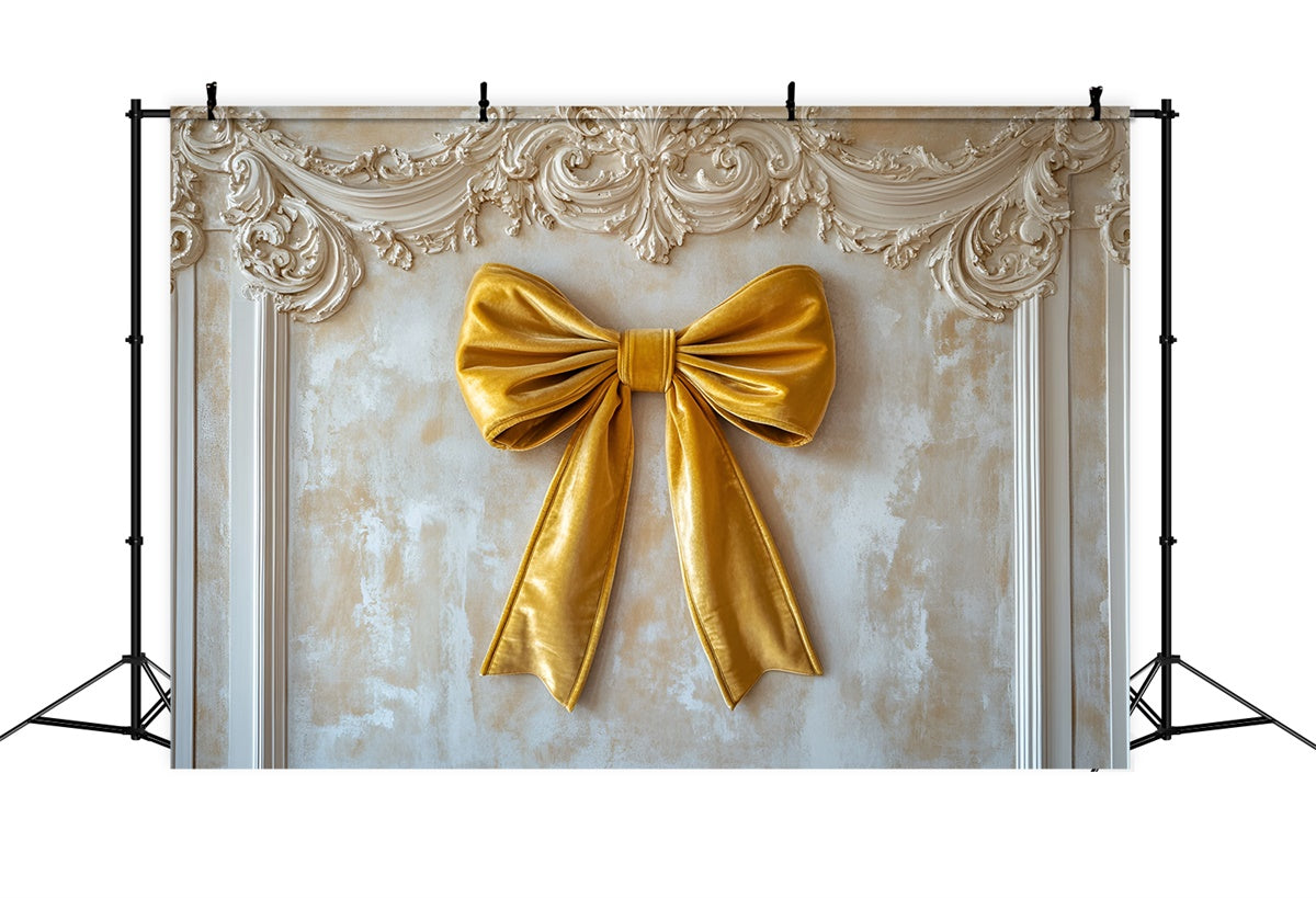 Vintage Wall Backdrop Luxurious Golden Satin Bow Backdrop CSH2-241