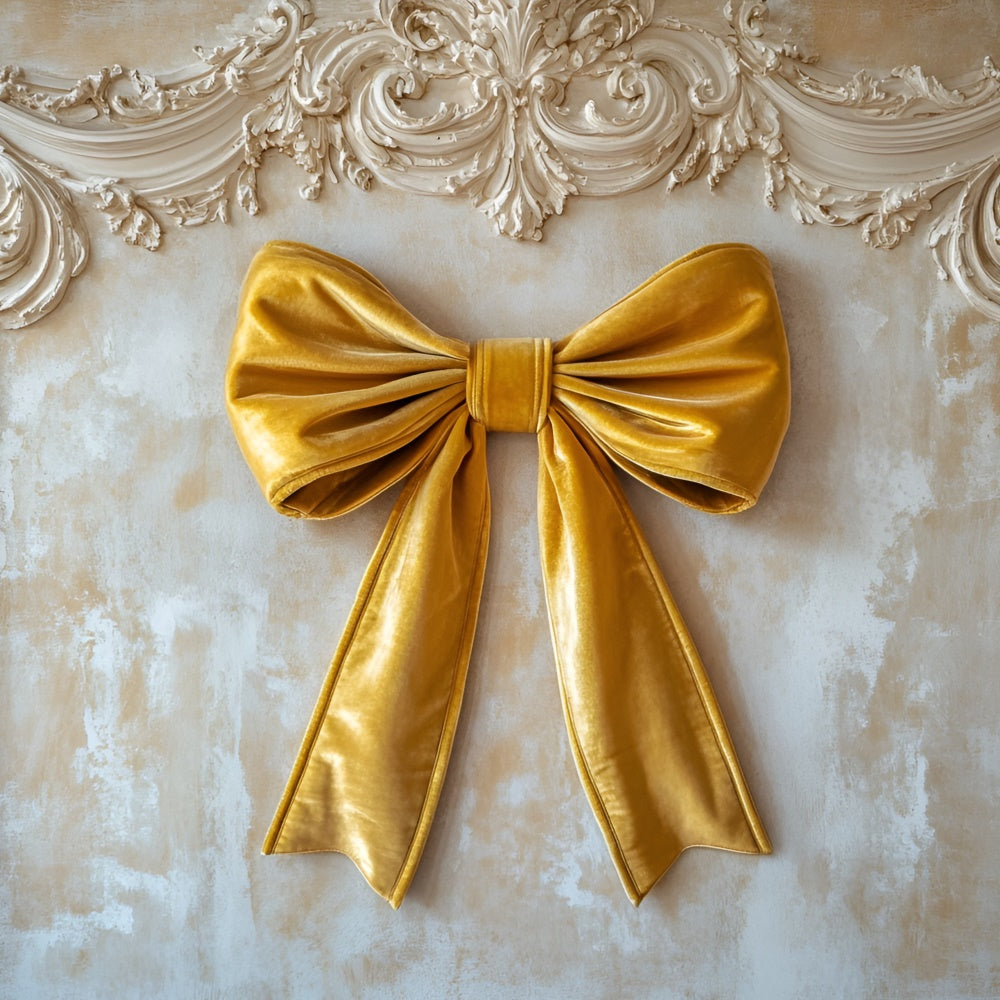 Vintage Wall Backdrop Luxurious Golden Satin Bow Backdrop CSH2-241