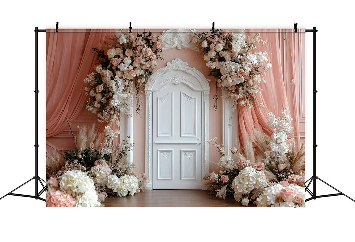 Flower Wall Backdrop Peach Floral Doorway Backdrop CSH2-244