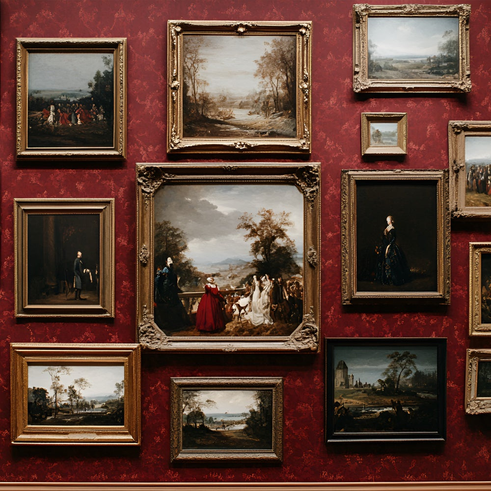 Red Wall Backdrop Vintage Art Frame Gallery Backdrop CSH2-246