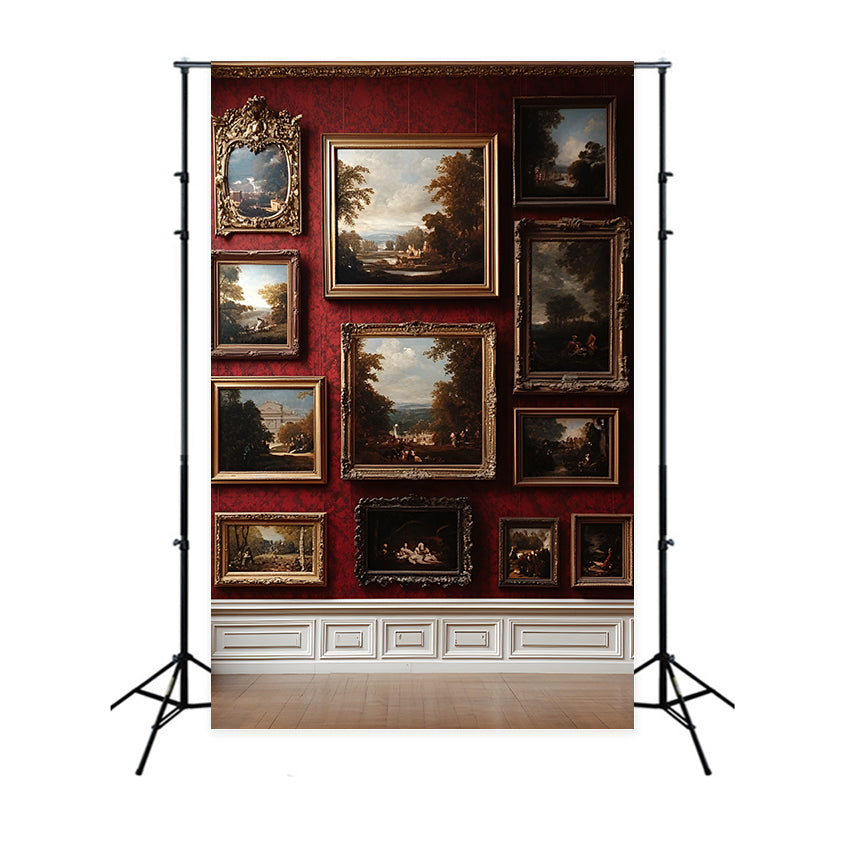 Red Wall Backdrop Vintage Framed Red Wall Backdrop CSH2-247