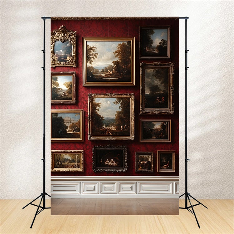 Red Wall Backdrop Vintage Framed Red Wall Backdrop CSH2-247