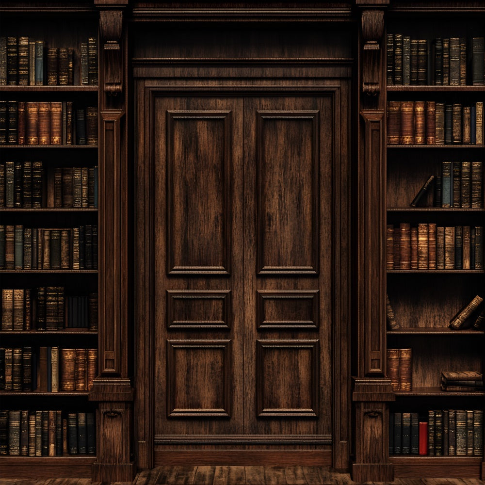 Wood Wall Backdrop Elegant Bookshelf Wooden Door Backdrop CSH2-248