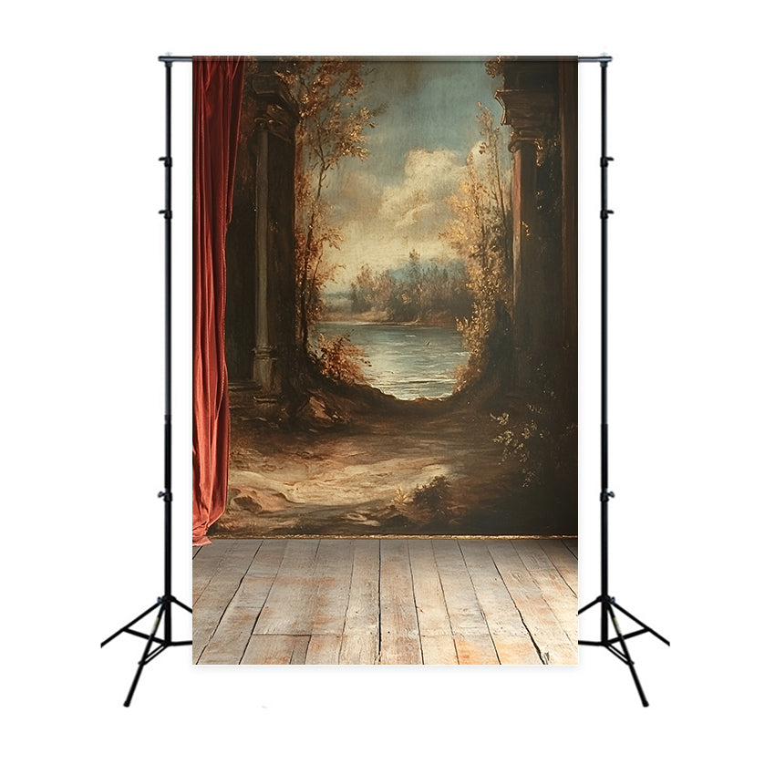 Vintage Wall Backdrop Antique Painted Landscape Framed Backdrop CSH2-251