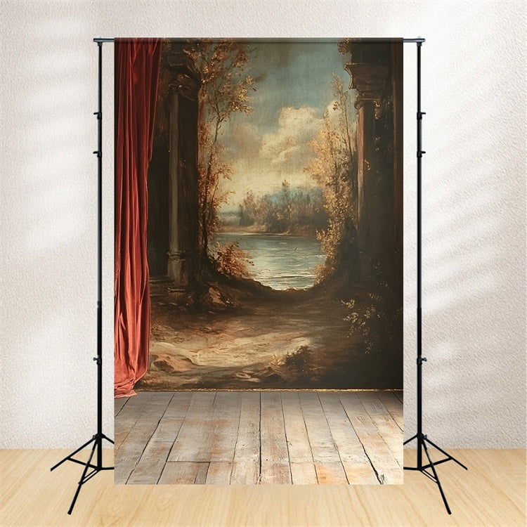 Vintage Wall Backdrop Antique Painted Landscape Framed Backdrop CSH2-251