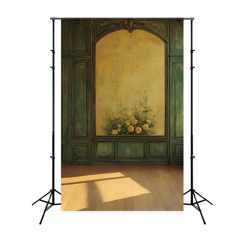 Vintage Green Wall Backdrop Yellow Blossom Green Backdrop CSH2-252