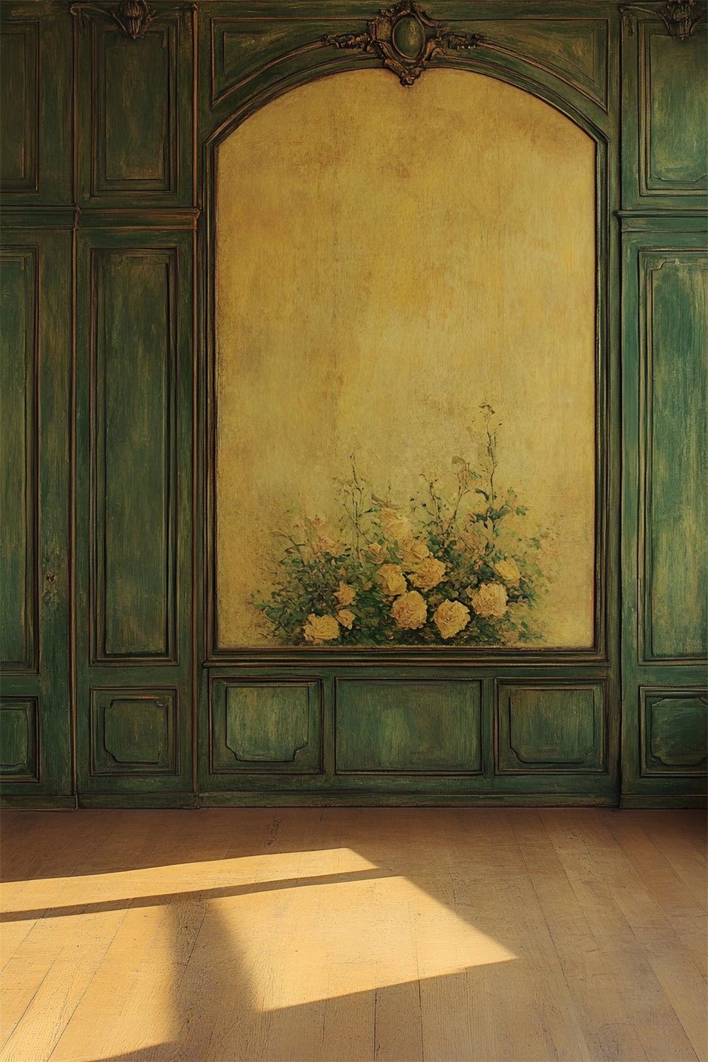 Vintage Green Wall Backdrop Yellow Blossom Green Backdrop CSH2-252