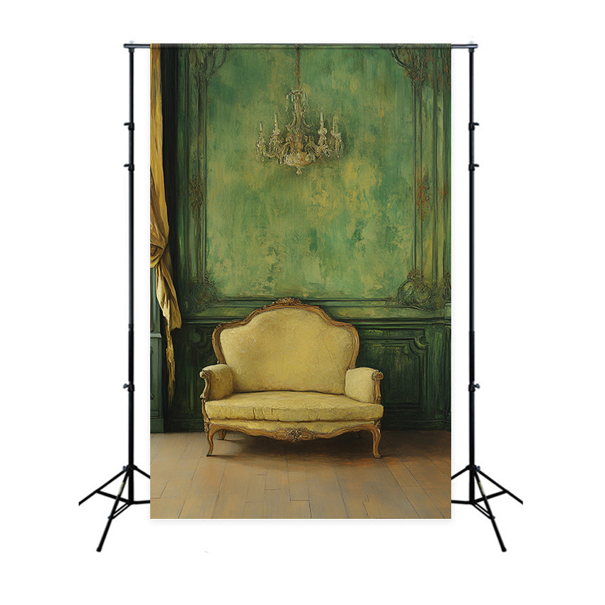 Vintage Green Wall Backdrop Green Room Sofa Backdrop CSH2-253