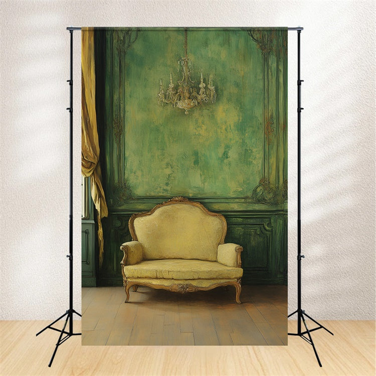 Vintage Green Wall Backdrop Green Room Sofa Backdrop CSH2-253