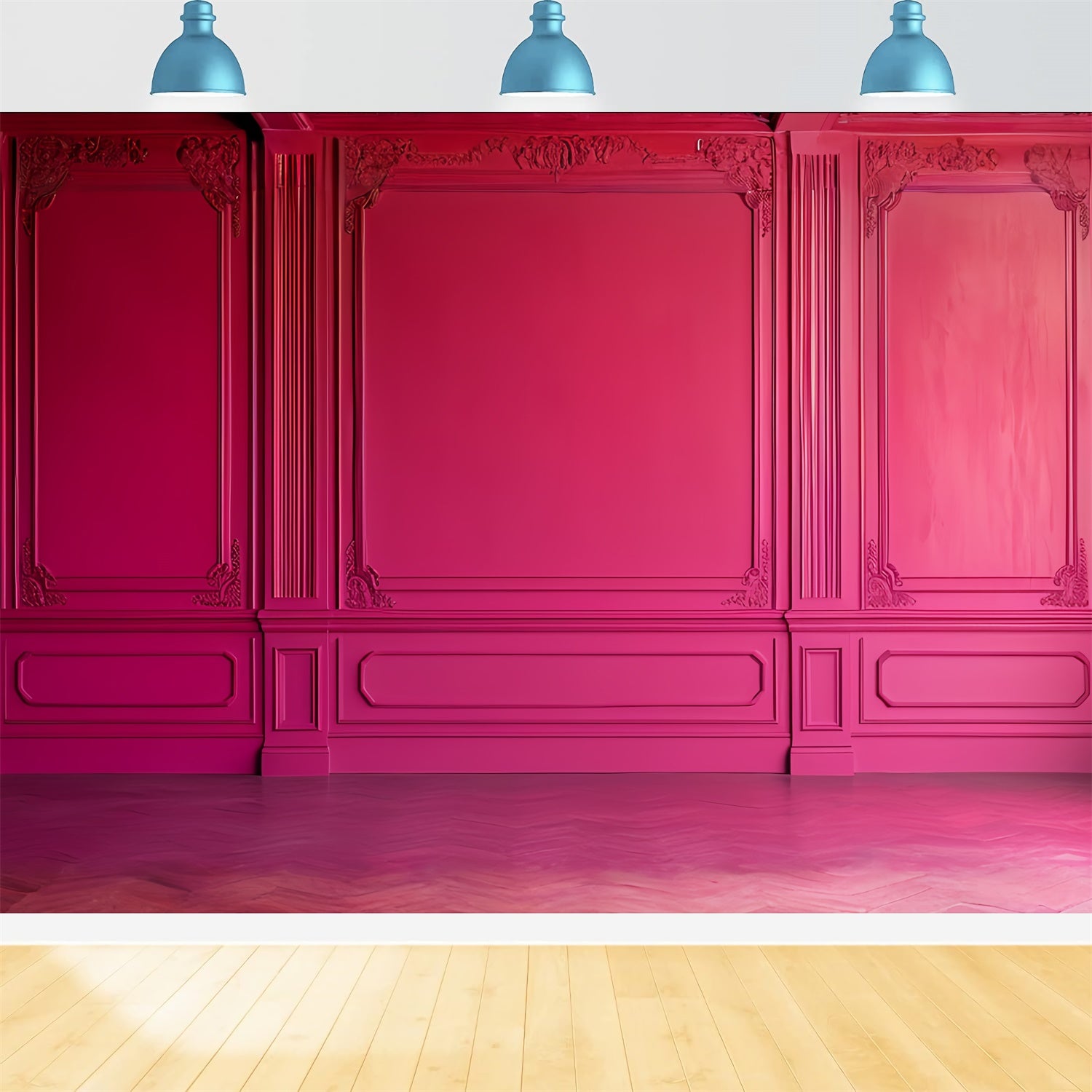 Vintage Wall Backdrop Romantic Deep Pink Wall Backdrop CSH2-262