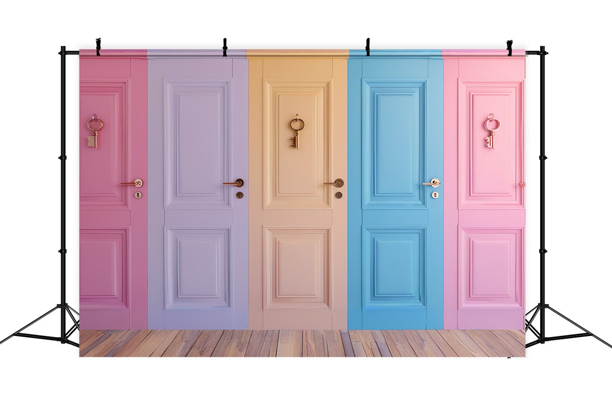 Vintage Wall Backdrop Vibrant Pastel Doors Backdrop CSH2-263
