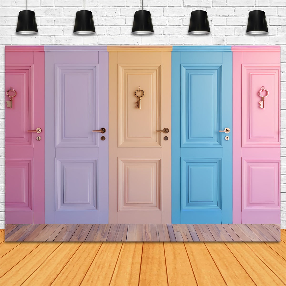 Vintage Wall Backdrop Vibrant Pastel Doors Backdrop CSH2-263