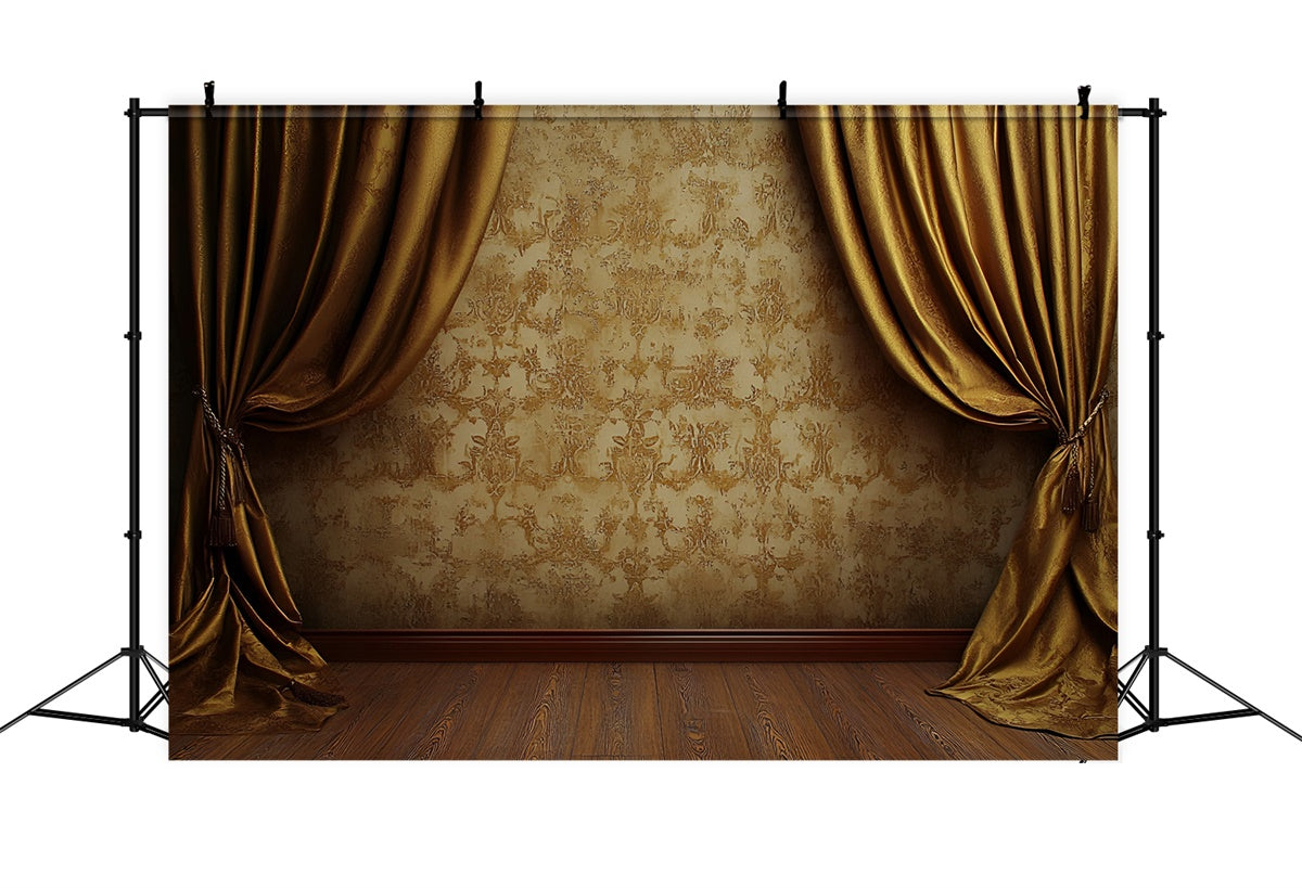 Vintage Wall Backdrop Golden Velvet Curtain Wall Backdrop CSH2-265