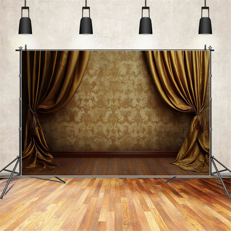 Vintage Wall Backdrop Golden Velvet Curtain Wall Backdrop CSH2-265