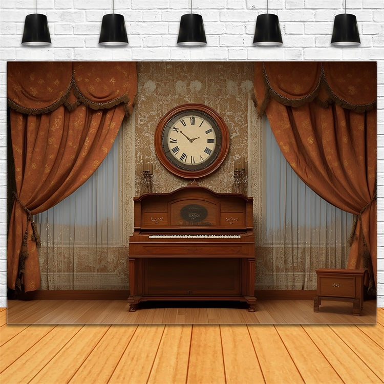 Vintage Wall Backdrop Vintage Study Room Piano Backdrop CSH2-267