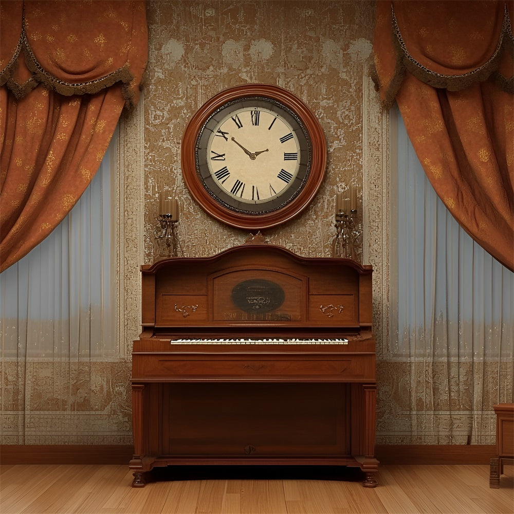 Vintage Wall Backdrop Vintage Study Room Piano Backdrop CSH2-267