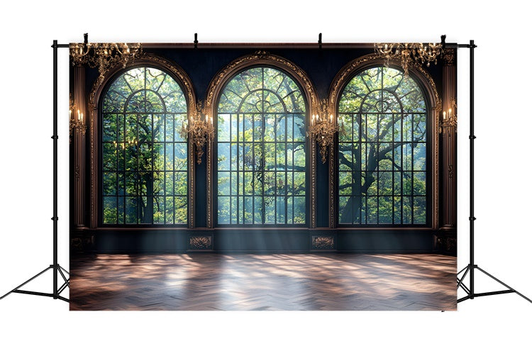 Vintage Wall Backdrop Chateau Manor Arched Windows Backdrop CSH2-270