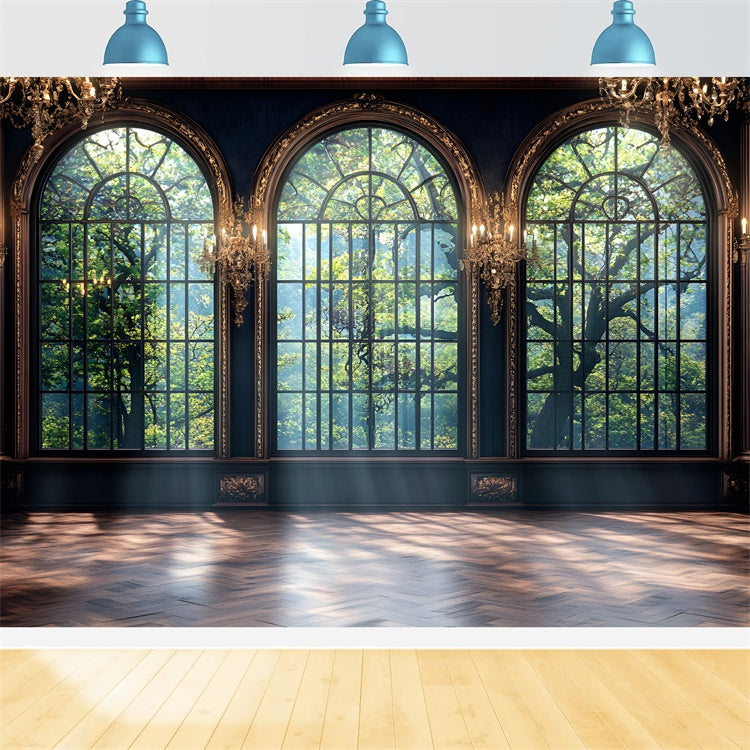 Vintage Wall Backdrop Chateau Manor Arched Windows Backdrop CSH2-270