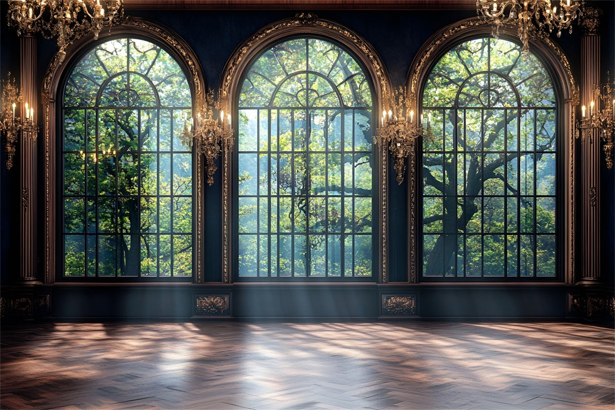 Vintage Wall Backdrop Chateau Manor Arched Windows Backdrop CSH2-270