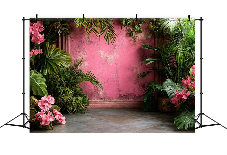 Vintage Wall Backdrop Tropical Pink Vintage Floral Backdrop CSH2-271