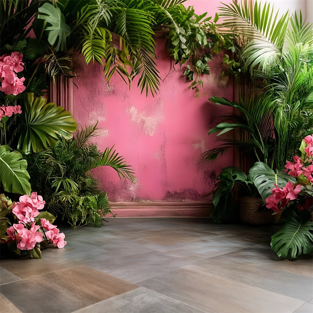 Vintage Wall Backdrop Tropical Pink Vintage Floral Backdrop CSH2-271