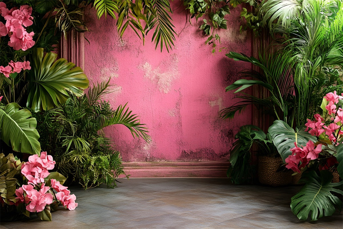 Vintage Wall Backdrop Tropical Pink Vintage Floral Backdrop CSH2-271