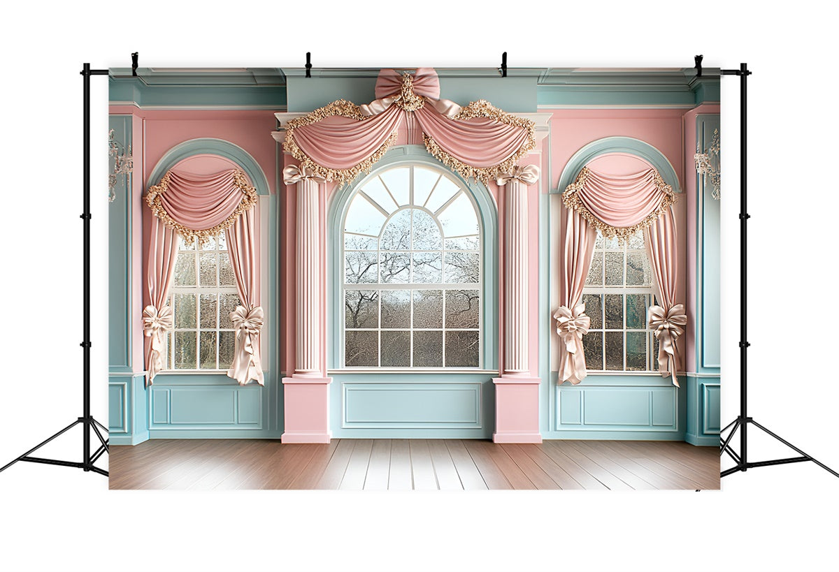 Vintage Wall Backdrop Romantic Pastel Draped Window Backdrop CSH2-272