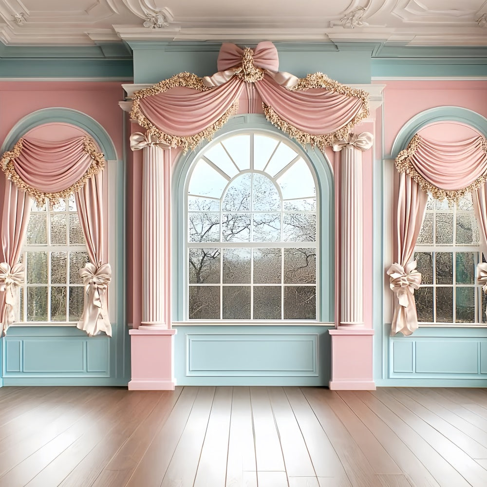 Vintage Wall Backdrop Romantic Pastel Draped Window Backdrop CSH2-272